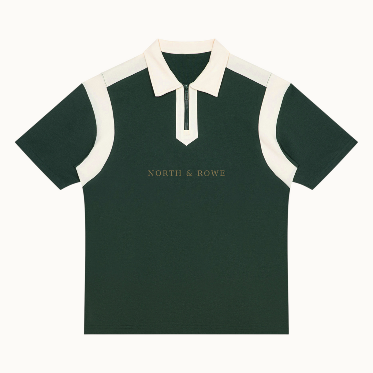 Unisex Color Block Quarter Zip Polo Shirt