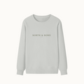 North & Rowe unisex light grey cotton sweatshirt with a round neck and relaxed drop-shoulder fit.