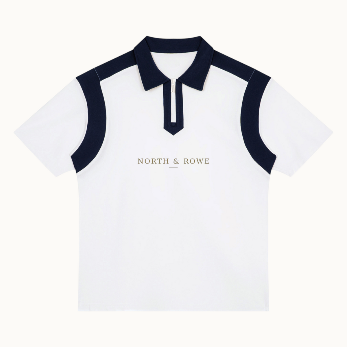 Unisex Color Block Quarter Zip Polo Shirt