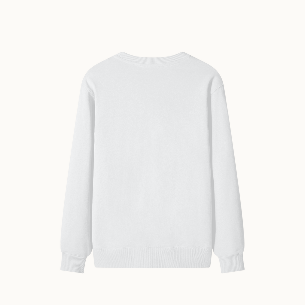North & Rowe white unisex cotton sweatshirt with a relaxed fit, round neck, and drop shoulder design.
