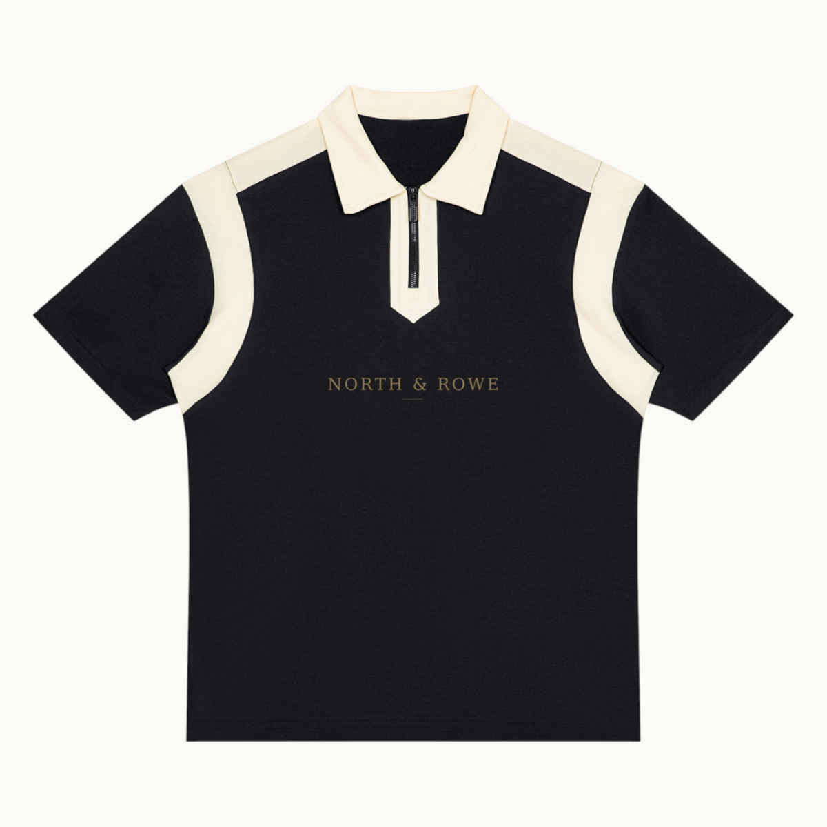 Unisex Color Block Quarter Zip Polo Shirt