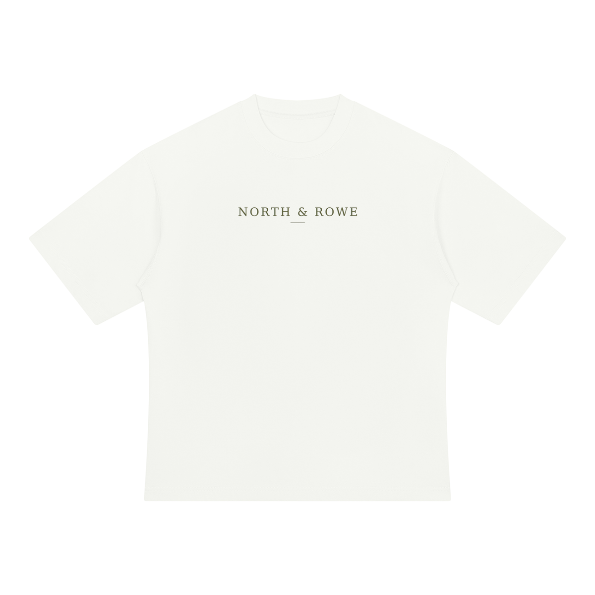 North & Rowe off-white heavyweight oversized cotton t-shirt with minimalist chest logo branding.