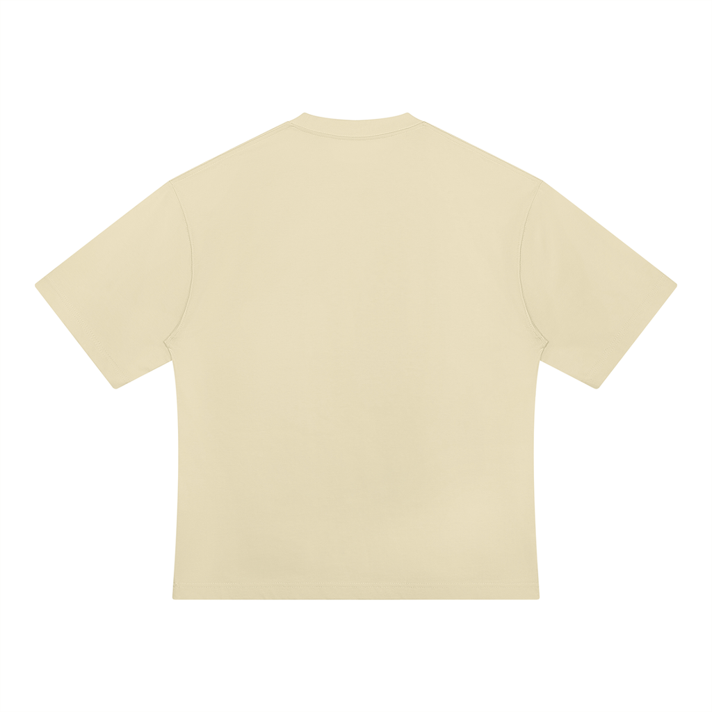 North & Rowe unisex heavyweight oversized t-shirt in beige cotton, back view showing clean minimalist design