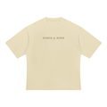 North & Rowe beige heavyweight oversized cotton t-shirt with minimalist chest logo branding