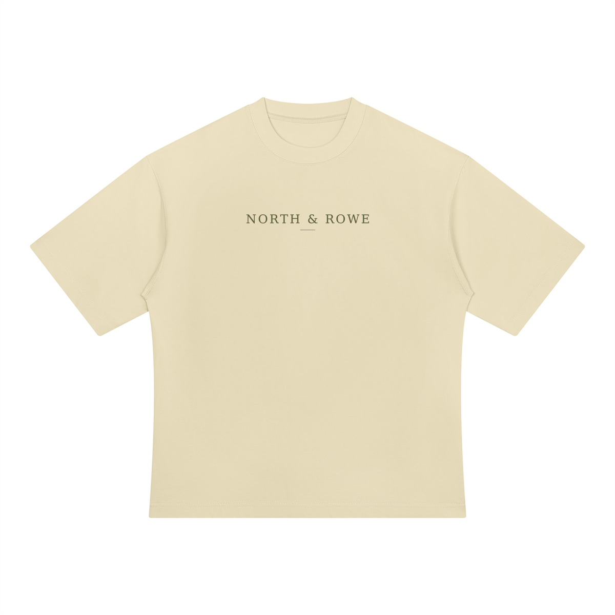 North & Rowe beige heavyweight oversized cotton t-shirt with minimalist chest logo branding