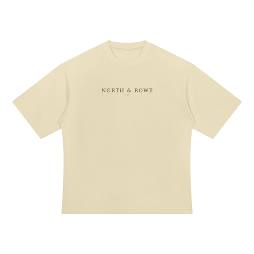 North & Rowe beige heavyweight oversized cotton t-shirt with minimalist chest logo branding