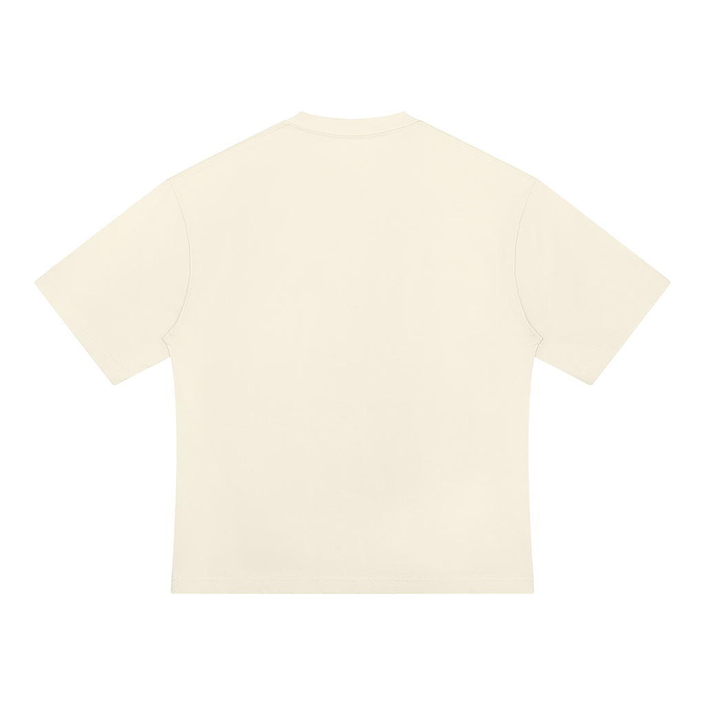 Back view of a North & Rowe unisex heavyweight oversized t-shirt in cream cotton with a relaxed fit