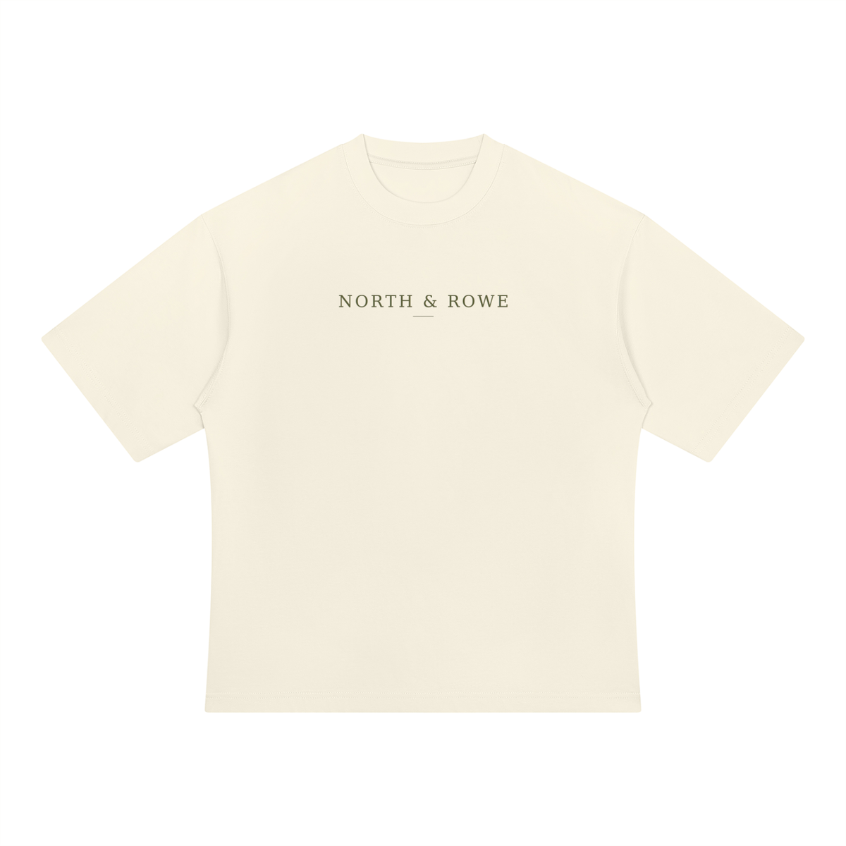 North & Rowe cream heavyweight oversized cotton t-shirt with minimalist chest logo branding